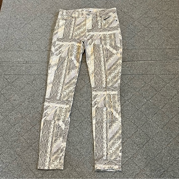 7 For All Mankind Snake Print Jeans Womens Size 27 Gray Skinny Stretch - Picture 1 of 9